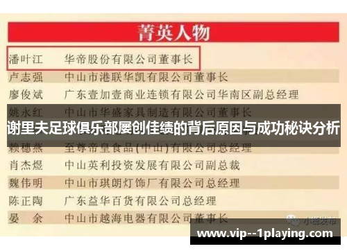 谢里夫足球俱乐部屡创佳绩的背后原因与成功秘诀分析